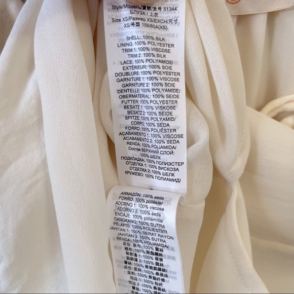 TORY BURCH WILLOW BLOUSE Ivory Top Lace 100% SILK - Picture 10 of 11